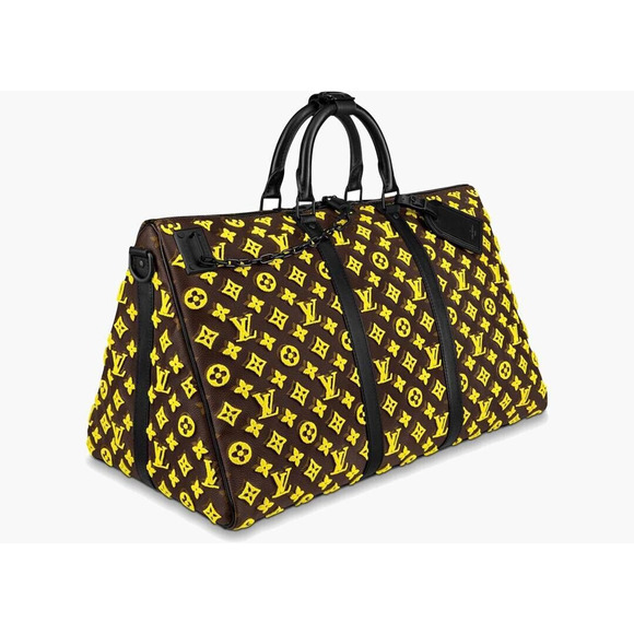 Louis Vuitton Keepall Triangle Bandouliere 50 Tuffetage Yellow Duffle Travel Bag - Picture 3 of 11